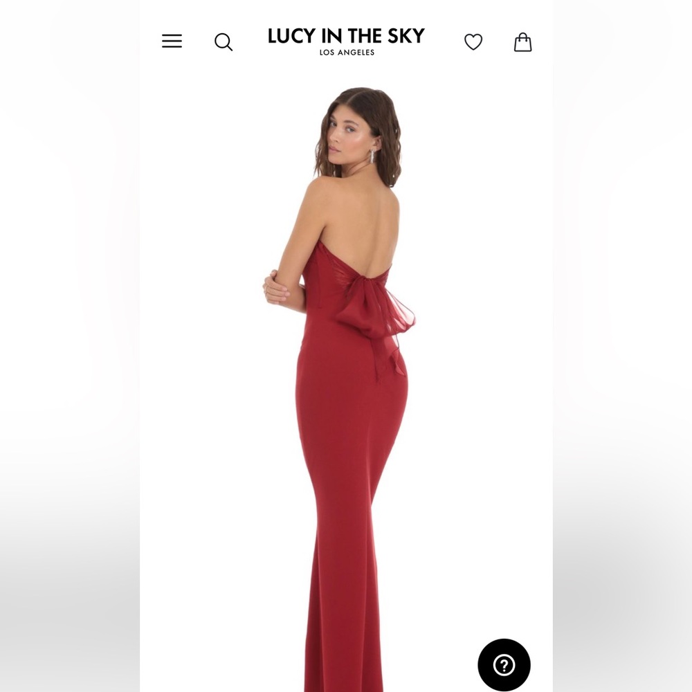 Lucy in the Sky Formal Strapless Red Dress with Bow in Back. Size Medium